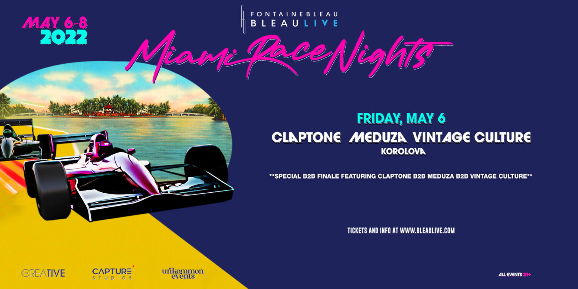 BleauLive Miami Race Nights Friday with Claptone, Meduza, Vintage