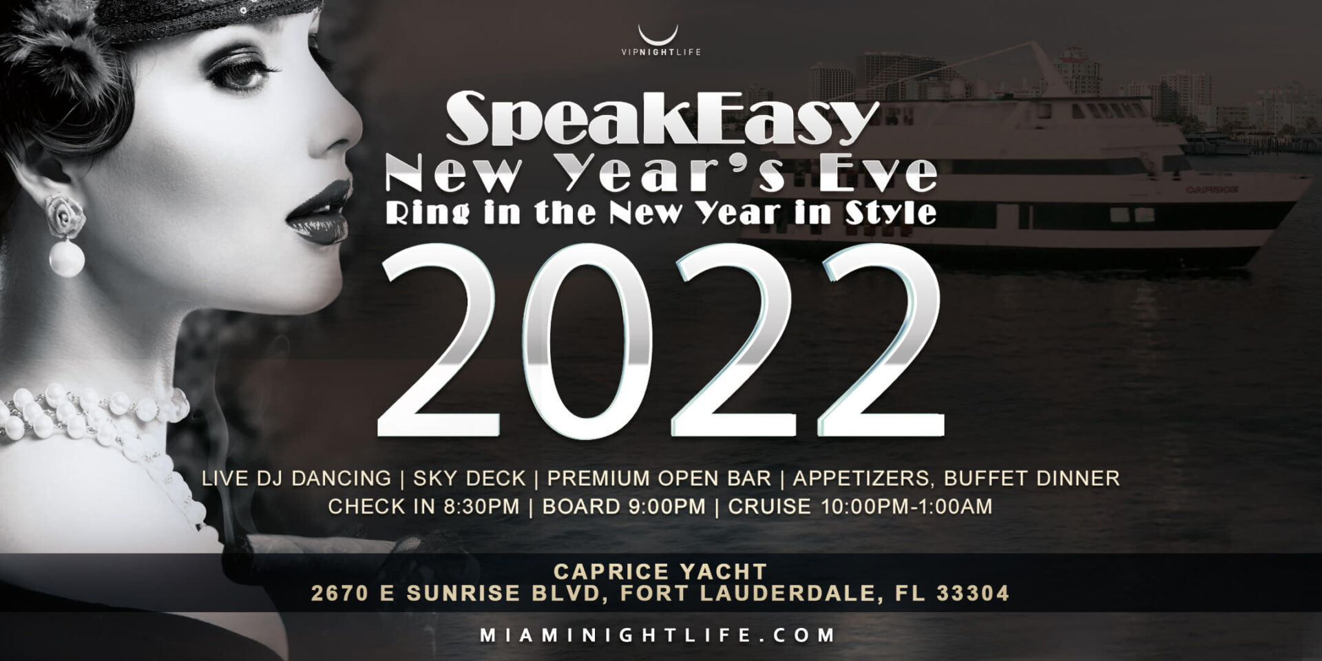 New Year&#039;s Eve 2022 Miami Fireworks Party Cruise - Seafair Mega Yacht - Miami